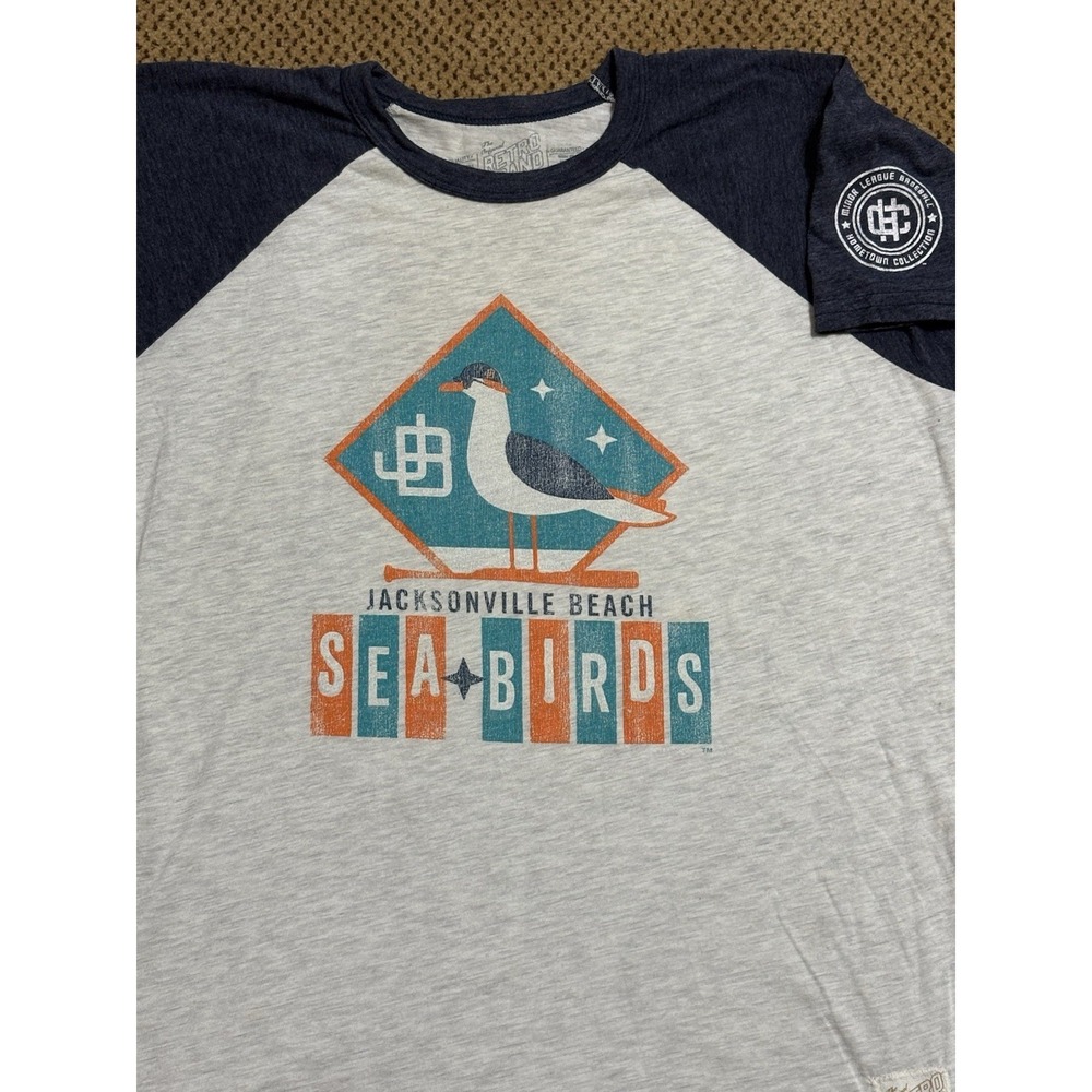 MiLB Jacksonville Beach Sea Birds Baseball T-Shirt, Short Sleeve, Large, Retro - Picture 2 of 8